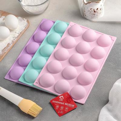 Форма для выпечки Доляна «Полусфера», 28×16,5 см, 15 ячеек (d=4,5 см), цвет МИКС