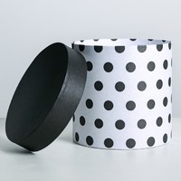 Подарочная коробка круглая «Чёрный горох», 16 × 16 см
