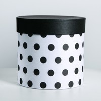 Подарочная коробка круглая «Чёрный горох», 16 × 16 см