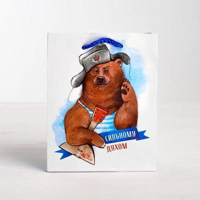 Пакет ламинированный вертикальный «Сильному духом», M 30 × 26 × 9 см