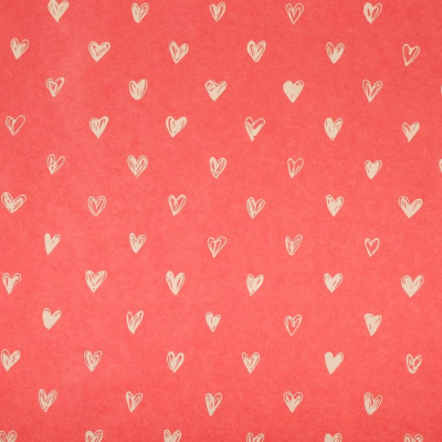 Бумага крафтовая «Сердечки», фон красный, 50 × 70 см