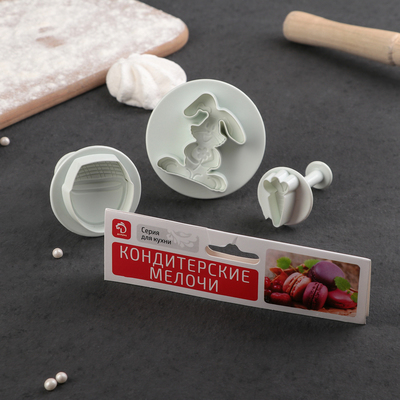 Набор плунжеров кондитерских Доляна «Кролик», 3 шт: d=3,5/5/6,5 см, h=5 см