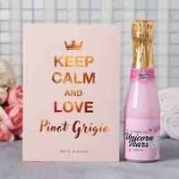 Подарочный набор ежедневник А5, 80 листов и шампанское гель для душа Keep calm and love