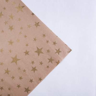 Бумага упаковочная крафтовая «Звезды», золотая краска, 70 × 100 см