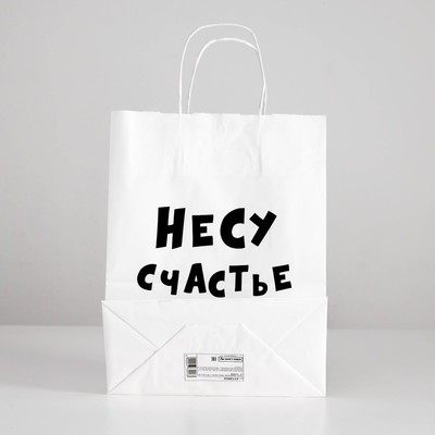 Пакет подарочный с приколами «Несу счастье », 24 х 14 х 30 см