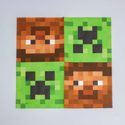 Салфетки бумажные «Майнкрафт», набор 20 шт., 33х33 см