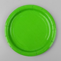 Тарелка бумажная, однотонная, цвет салатовый