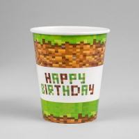 Стакан бумажный Happy birthday! Minecraft майнкрафт,, 250 мл, 10 шт