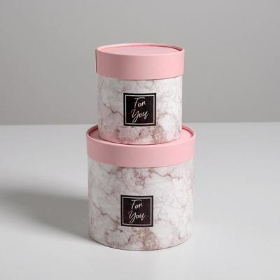 Набор шляпных коробок эконом-класс 2 в 1 «Мрамор», 12 х 12, 15 х 15 см