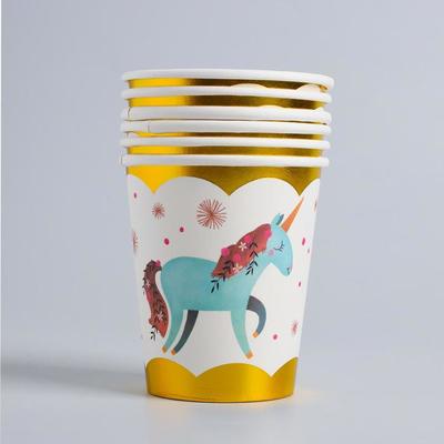 Стакан бумажный «Единорог», набор 6 шт., тиснение
