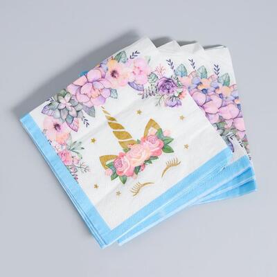 Набор посуды «С Днём Рождения», единорожка, цвет голубой