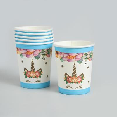 Набор посуды «С Днём Рождения», единорожка, цвет голубой