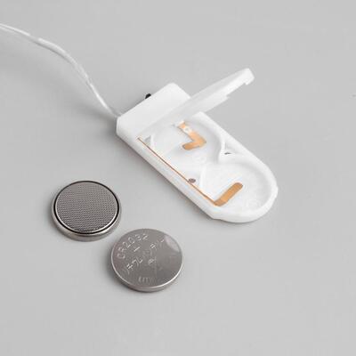 Гирлянда "Нить" 1 м роса, IP20, серебристая нить, 10 LED, свечение тёплое белое, фиксинг, 2 х CR2032