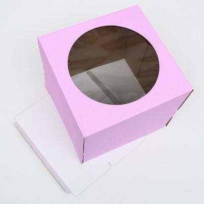 Кондитерская коробка, с окном, сиреневая, 30 х 30 х 30 см