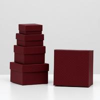 Набор коробок 5 в 1 "Бордовая сетка", 12 х 12 х 9 - 6 х 6 х 3 см