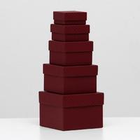 Набор коробок 5 в 1 "Бордовая сетка", 12 х 12 х 9 - 6 х 6 х 3 см