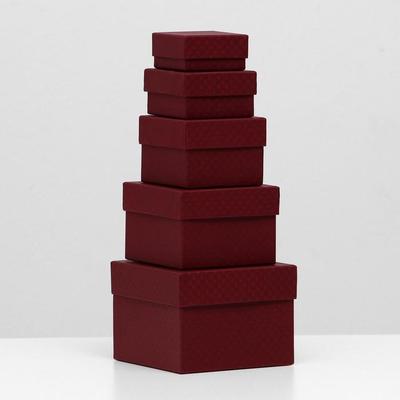 Набор коробок 5 в 1 "Бордовая сетка", 12 х 12 х 9 - 6 х 6 х 3 см