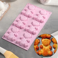 Форма для выпечки Доляна «Мишка», 28,5×17 см, 6 ячеек (8,5×6 см), цвет МИКС