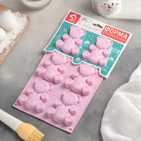 Форма для выпечки Доляна «Мишка», 28,5×17 см, 6 ячеек (8,5×6 см), цвет МИКС