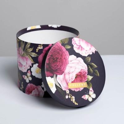 Коробка подарочная круглая «Цветы», 14 × 16 см