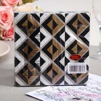 Салфетки бумажные Gold decor «Зигзаг Золото», 3 слоя, 33*33 см, 20 шт.