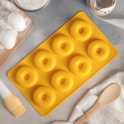 Форма для выпечки Доляна «Пончики», 29×17 см, 8 ячеек (d=6 см), цвет МИКС