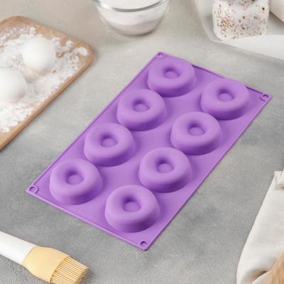 Форма для выпечки Доляна «Пончики», 29×17 см, 8 ячеек (d=6 см), цвет МИКС