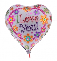 Шар фольгированый "Сердце в цветочках"