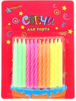 Свечи восковые для торта "Яркие цвета" (набор 24 шт)
