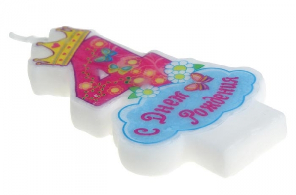 Свеча в торт "С днем рождения" цифра "4"