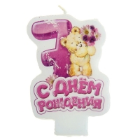 Свеча в торт С днем рождения "7"