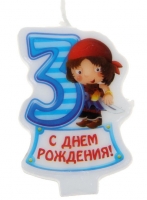 Свеча в торт серия Пираты цифра   3