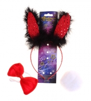 Карнавальный набор "Лапочка Зайка" красный - ободок ушки, хвост, бант