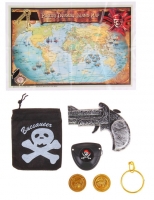 Набор пирата "В поисках сокровищ", 7 предметов: карта, мешок, пистолет, наглазник, клипса, 2 монеты