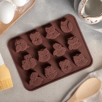 Форма для выпечки «Совята», 15×19 см, 12 ячеек (3,5×3,5×1,5 см), цвет МИКС