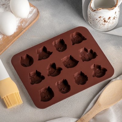 Форма для выпечки «Совята», 15×19 см, 12 ячеек (3,5×3,5×1,5 см), цвет МИКС