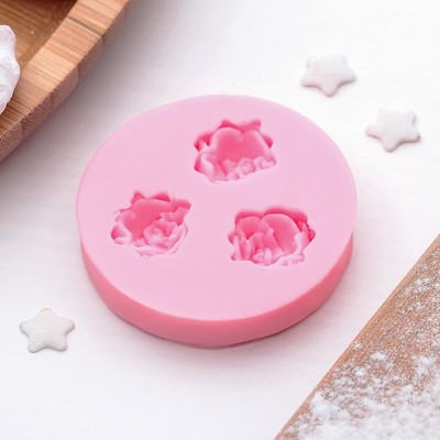 Молд силиконовый «Три малых розы», 5 см