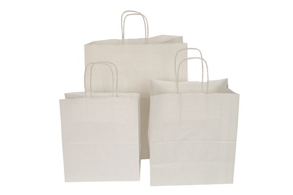 Бумажный пакет крафт, белый, 260*150*350 мм