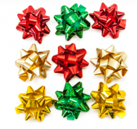 Бант Звезда блестящий Ассорти (5 см),Металлик, 1 шт