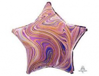 Фольгированный шар "Звезда" Мрамор Purplek,18"/45см