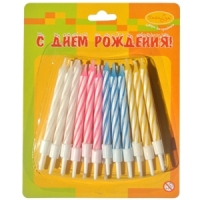 Свечи с держателями 24 шт, 6 см