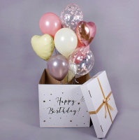 Коробка сюрприз для воздушных шариков, Белый, 60*60*60 см