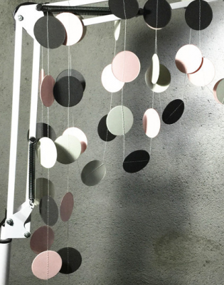 Гирлянда на нитке "Кружочки" черный-розовый-белый