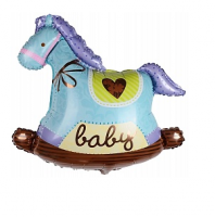 Фольгированный шар Лошадка качалка, 36"/91 см, голубой цвет