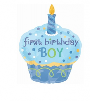 Фольгированный шар "Пирожное: Первый ДР Мальчика" 34"/86 см