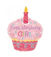 Фольгированный шар "Пирожное: Первый ДР Девочки" 34"/86 см