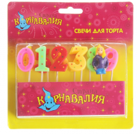 Свечи восковые для торта "Цифры с декором - девочка" (набор 11 шт)