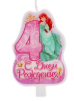 Свеча в торт "С днем рождения" цифра "4"