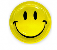 Бумажные тарелки "Смайл" классика, Желтый, 9 дюймов, 6шт