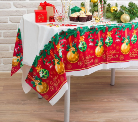 Скатерть "С Новым годом"шарики, 182 х 137см
